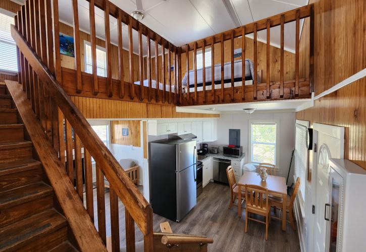 The stairway to the loft in Cabin 2.