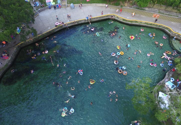 Aerial of swimming at Wekiwa Springs